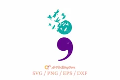Semicolon Svg, Suicide Prevention Awareness Svg, Dragonfly Product Image 1
