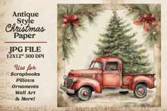 Christmas Vintage Truck Scrapbook Paper Product Image 5
