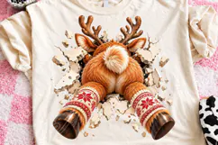 3D Christmas Reindeer PNG | Broken Wall Front & Back Sublima Product Image 3