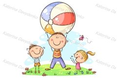 Happy father playing ball with his kids Product Image 1