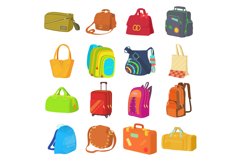 Bag types icons set, flat style Product Image 1