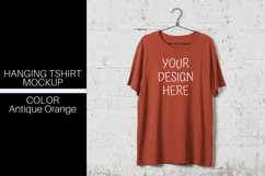 Hanging T shirt Mock Up, Antique Orange - PNG Product Image 1