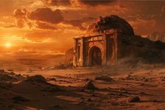 Deserted ancient ruins at sunset Product Image 1
