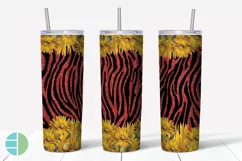 Skinny Tumbler Sublimation Design - Sunflower Leopard Print Product Image 6