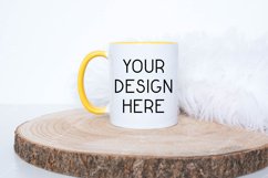 Mug Mockup 11 Oz Blank White Coffee Cup Yellow Handle Product Image 1