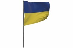Ukraine flag on pole. Waving banner isolated. National flag Product Image 1
