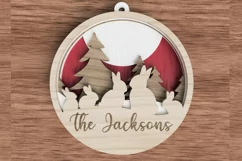 Christmas ornament laser cut file - Bunny family of 5 Product Image 1