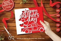 Papercut Happy Mothers Day Heart Truck Card Cover Template Product Image 1