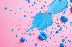 Blue Splash Paint with Pink Background Wallpaper Product Image 1