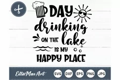 Day drinking on the lake is my happy place SVG, Lake Quotes Product Image 2