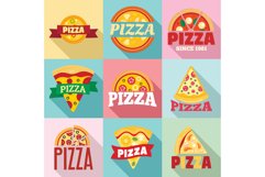 Pizza logo set, flat style Product Image 1
