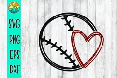 Baseball - Softball - Heart - SVG - DXF - EPS - PNG Product Image 1