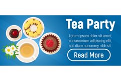 Tea party concept banner, isometric style Product Image 1