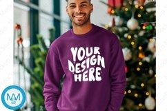 Purple men Sweatshirt empty space Mockup, christmas Gildan Product Image 1