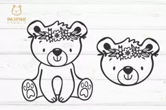 Little Bear with Flowers Crown Svg , Baby Bear Cut File, Ted Product Image 2