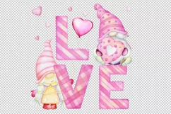 Valentine's Gnomes PNG, Watercolor clip art, Sublimation Gra Product Image 4