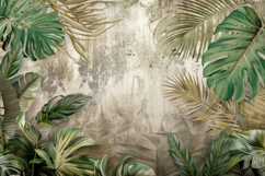 Tropical Leaves with Old Scratches Background Wallpaper Product Image 1