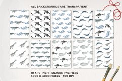 Whales Seamless Patterns Digital Watercolor Narwhal Ocean Product Image 2