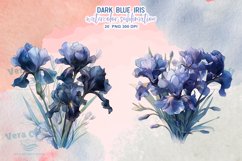 Dark Blue Iris Watercolor Sublimation Clipart Product Image 3