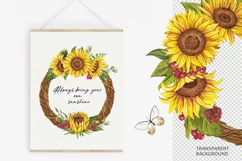 Sunflowers wreath sublimation. Watercolor clipart Product Image 2