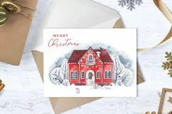 Watercolor Christmas hous sublimation clipart, PNG Product Image 2