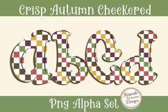 Autumn Checkered Alphabet PNG, Fall Pumpkin Doodle Letters Product Image 2