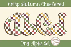 Autumn Checkered Alphabet PNG, Fall Pumpkin Doodle Letters Product Image 2