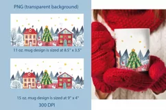 Watercolor Christmas houses. Sublimation Mug Wrap 11, 15 oz Product Image 2