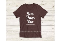 Brown Shirt Mock Up, Bella Canvas 3005 V-Neck Tee Mockup Product Image 1