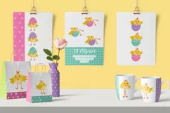 Easter Chicken Clip Art and Papers Set of 23 PNG files Product Image 4