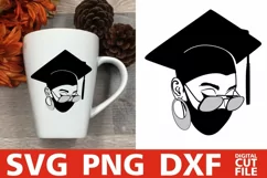 Woman In Graduation Hat svg, Mask svg, Graduate svg, School Product Image 2