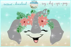Elephant Face With Poinsettia Svg Dxf Eps Png PDF Files Product Image 1