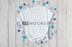 White shirt Mock up, Christmas snowflakes, holiday, winter Product Image 1
