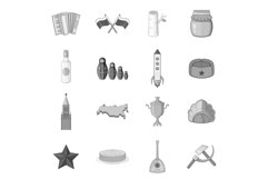 Russia icons set, monochrome style Product Image 1