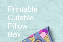 Thank You Pillow Favor Box with Holes and Ice Cream Pattern Product Image 4