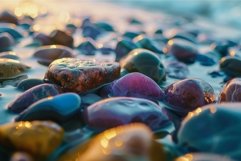 Sunset glow on sea pebbles Product Image 1