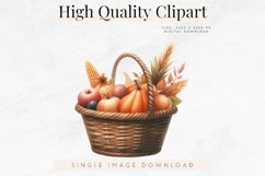 Autumn Harvest Basket Clipart, Digital Download Clipart Product Image 1