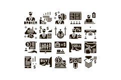 Broker Advice Business Glyph Set Vector Product Image 1