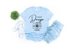 Gildan 64000 Mockup Softstyle Light Blue T-shirt Mock up Product Image 1