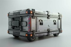 Futuristic wheeled container standing in a studio setting Product Image 1