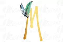 Tribal golden alphabet with feathers clip art, png files Product Image 21