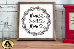 Home Sign SVG Home Round Sign SVG Farmhouse Wreath SVG Product Image 3