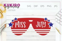 Miss July SVG -Aviator stars sunglasses -4th Of July cut fil Product Image 2