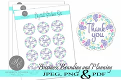 Unicorn Wreath Thank You Print and Cut Stickers Product Image 1
