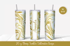 20oz Skinny Tumbler Sublimation Design. Gold Marble v.4 Product Image 1