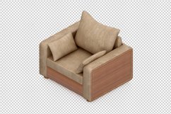 Isometric Arm Chair 3D isolated render Product Image 1