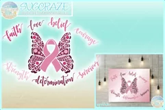 Breast Cancer Ribbon Butterfly Awareness SVG Product Image 1