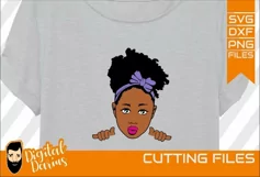 3x Black Girl Layered SVG, Afro Lady svg, file, Bow in Hair Product Image 2