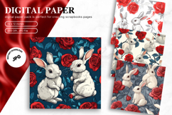 Easter Bunny Red Rose Background Backdrop Pattern Wallpaper Product Image 1