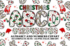 Christmas Alphabet png clipart, christmas letters doodle Product Image 1